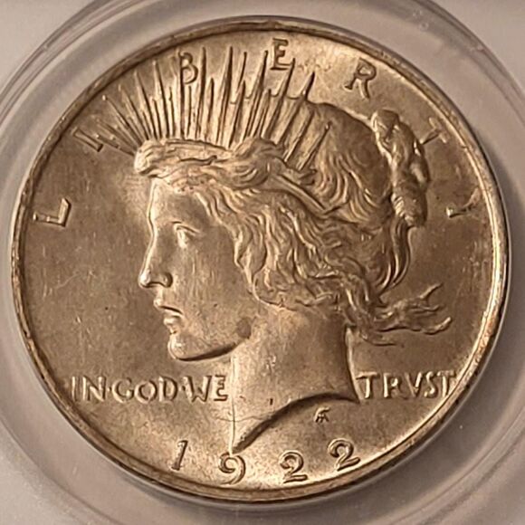 1922 Peace Silver Dollar VAM-52 R5 MS62 ANACS Toned - Picture 3 of 4